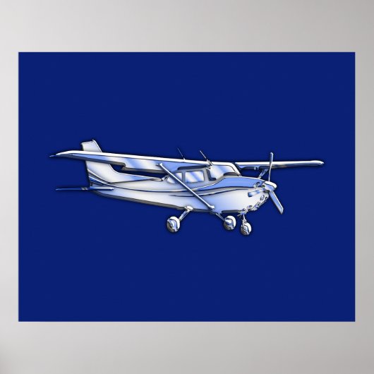 Luftfahrzeuge Chrom Cessna Silhouette Flying on Bl Poster (Vorne)