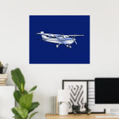 Luftfahrzeuge Chrom Cessna Silhouette Flying on Bl Poster (Heimbüro)