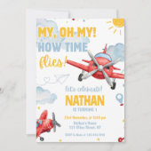 Luftfahrzeuge Cool Blue Airplane reisen Geburtstag Einladung (Vorderseite)