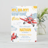 Luftfahrzeuge Cool Blue Airplane reisen Geburtstag Einladung (Stehend Vorderseite)