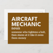 Luftfahrzeugmechanik - Spaß - Begriffsbestimmung Feiertagspostkarte (Vorne/Hinten)