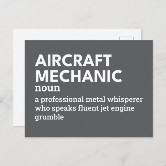 Luftfahrzeugmechaniken - "Funny Definition" Feiertagspostkarte (Vorne/Hinten)