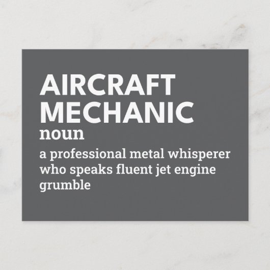 Luftfahrzeugmechaniken - "Funny Definition" Feiertagspostkarte (Vorderseite)