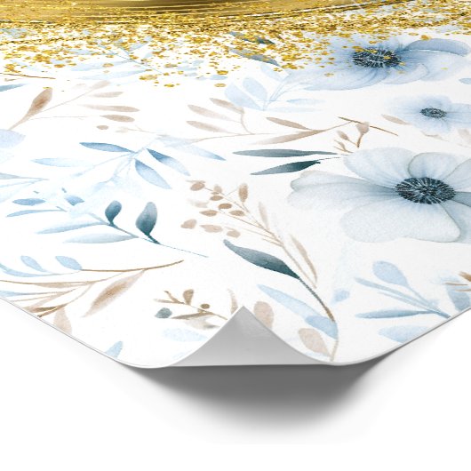 Luftfarbe Light Blue Gold Custom Wedding Poster (Ecke)