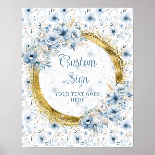 Luftfarbe Light Blue Gold Custom Wedding Poster (Vorne)