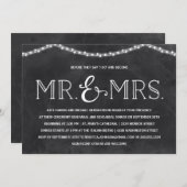 Luftfeuchtigkeit| Rustikales Chalkboard Probe Dinn Einladung (Vorne/Hinten)