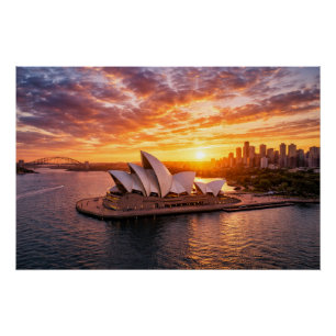Luftfotografie des Sydney Opera House bei Sonnenun Poster