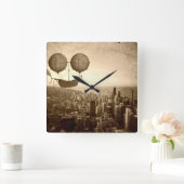 Luftfracht über Chicago Quadratische Wanduhr (Zuhause)