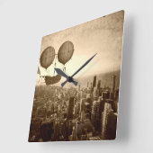 Luftfracht über Chicago Quadratische Wanduhr (Winkel)