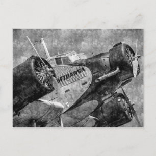Lufthansa Junkers Ju 52 Vintag Postkarte