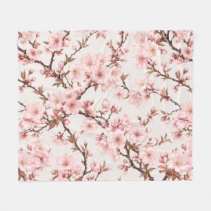 Luftige Kirschblüten-Botanical-Art Fleecedecke