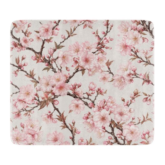 Luftige Kirschblüten-Botanical-Art Schneidebrett (Vorderseite)