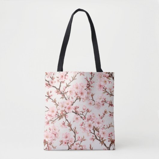 Luftige Kirschblüten-Botanical-Art Tasche (Vorderseite)