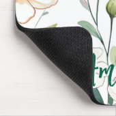 Luftige weiße Blumen Grünmuster Blüte floral Mousepad (Ecke)