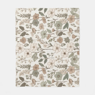 Luftige Wildblumen in Creme & Salbei Fleecedecke