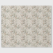 Luftige Wildblumen in Creme & Salbei Geschenkpapier (Flach)