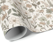 Luftige Wildblumen in Creme & Salbei Geschenkpapier (Rolleneckpunkt)