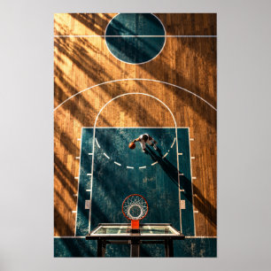 Luftiger Basketballplatz – Golden Hour Sports Wand Poster