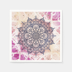 Luftiges Mandala Glückliches Pink Lila Gelb Blau & Serviette