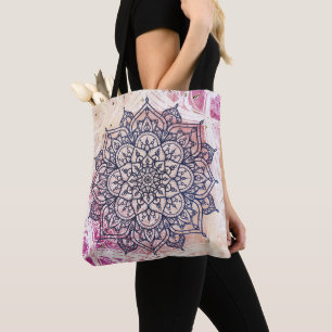 Luftiges Mandala Glückliches Rosa Lila Gelb Blau & Tasche