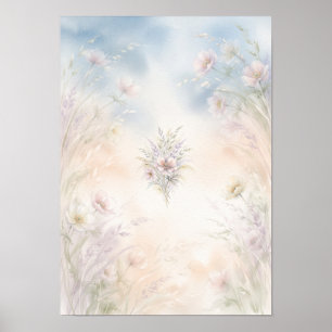 Luftiges Pastell-Wildblumenwiesen-Blumenstrauß-Pos Poster