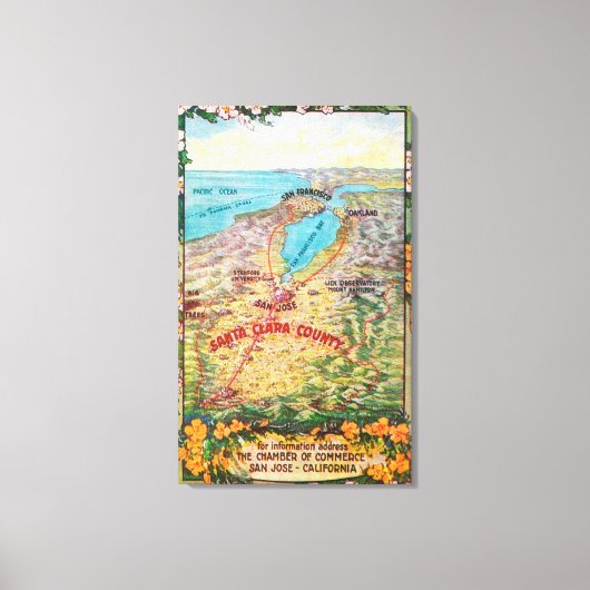 Luftkarte des Santa Clara Landkreises Leinwanddruck (Vorderseite)