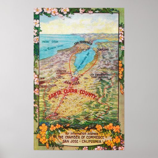 Luftkarte des Santa Clara Landkreises Poster (Vorne)
