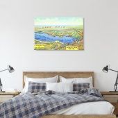 Luftkarte für See und umliegende Städte Leinwanddruck (Insitu (Schlafzimmer))