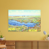 Luftkarte für See und umliegende Städte Leinwanddruck (Insitu (Wohnzimmer))