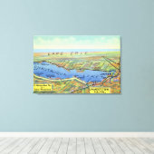 Luftkarte für See und umliegende Städte Leinwanddruck (Insitu (Holzboden))