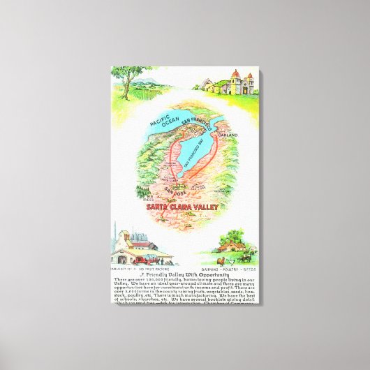 Luftkarte Santa Clara Landkreis mit Sehenswürdigke Leinwanddruck (Vorderseite)