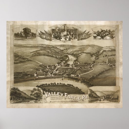 Luftkarte Valley Forge PA Pennsylvania Poster (Vorne)