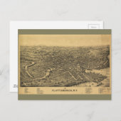 Luftkarte von Plattsburgh New York (1899) Postkarte (Vorne/Hinten)