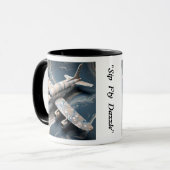"Luftkunst: Der marmorinfundierte Jet" Tasse (Vorderseite Links)