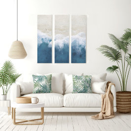 Luftküste Strand 3 Panel Canvas Print Leinwanddruck