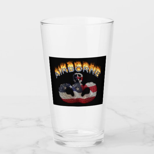 Luftlandefallschirmspringer Flammende Sprungflügel Glas (Vorderseite)