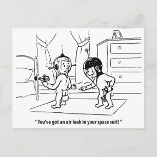 Luftleck im Raumanzug, Humorvoll, Vintage Postkarte