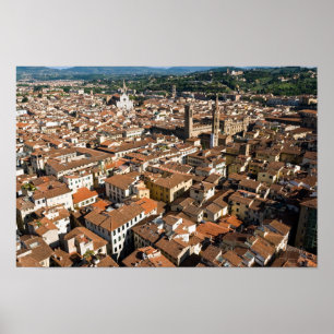 Luftpanoramasicht auf Florenz - Toskana, Italien Poster