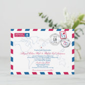 Luftpost Deutschland Hochzeit Einladung (Stehend Vorderseite)