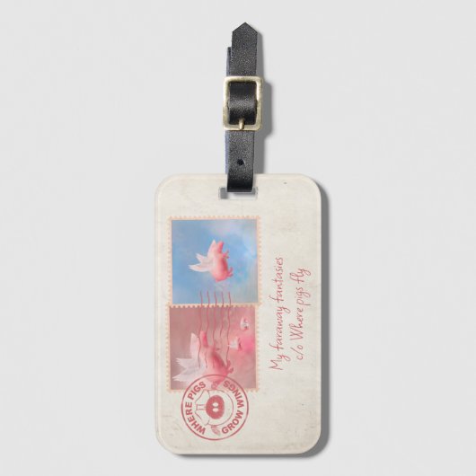 Luftpost Fliegendes-Schwein-Postage-Kofferanhänger Gepäckanhänger (Vorderseite Vertikal)