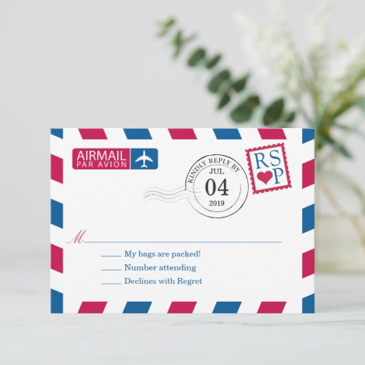 Luftpost | Hochzeit RSVP (Stehend Vorderseite)