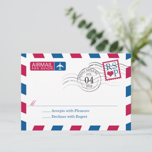 Luftpost | Hochzeit RSVP (Stehend Vorderseite)