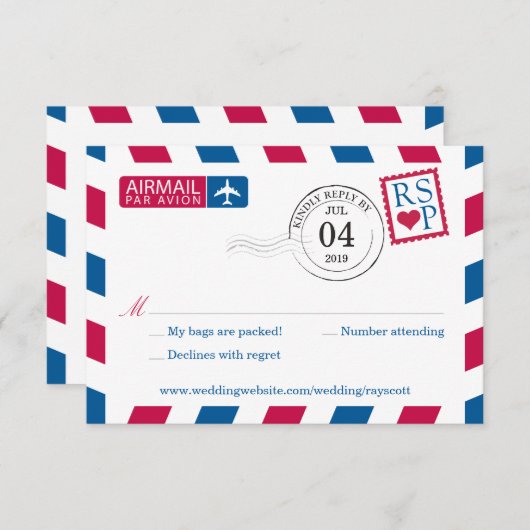 Luftpost | Hochzeit RSVP (Vorne/Hinten)