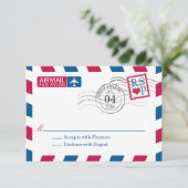 Luftpost | Hochzeit RSVP Karte (Stehend Vorderseite)