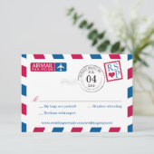 Luftpost | Hochzeit RSVP Karte (Stehend Vorderseite)