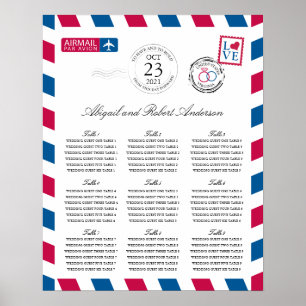 Luftpost Hochzeitgastdiagramm Poster