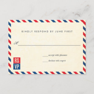 Luftpost-Hochzeitsantwort RSVP Karte