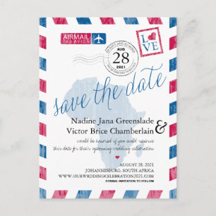 Luftpost Johannesburgs Südafrika Save the Date Ankündigungspostkarte
