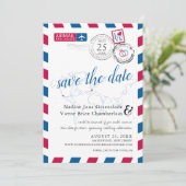 Luftpost Los Angeles und Frankreich Save the Date (Stehend Vorderseite)