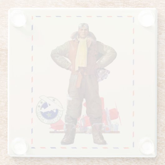 Luftpost-Pilot Glasuntersetzer (Rückseite)